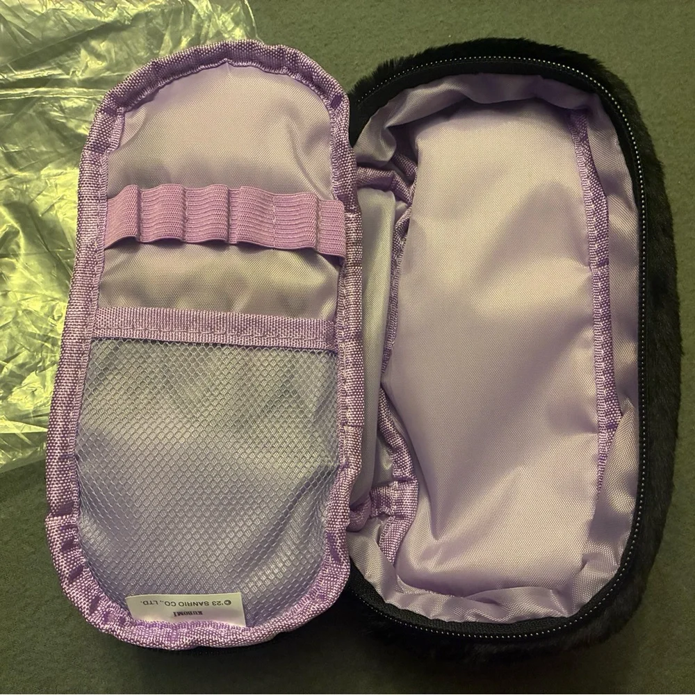 NWT Kawaii Sanrio Kuromi Plush Fuzzy Pencil Pouch
